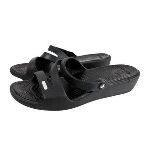 Crocs Patricia Wedge Slide Slip On Strappy Sandals Womens Size 8 Black